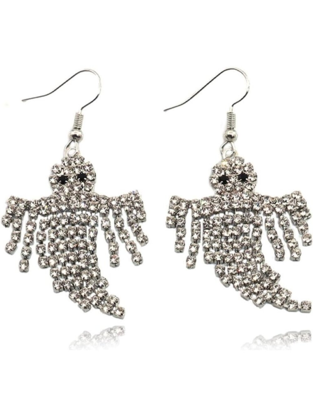 Women's Silver White Cute Ghost Tassel Halloween Costume Dangle Jewelry Earrings